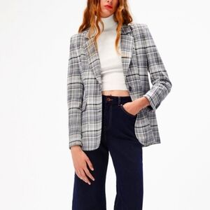ZARA Tailored Plaid Blazer sz MEDIUM
